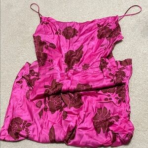 Zara Vibrant Pink Dress with Brown Floral Pattern